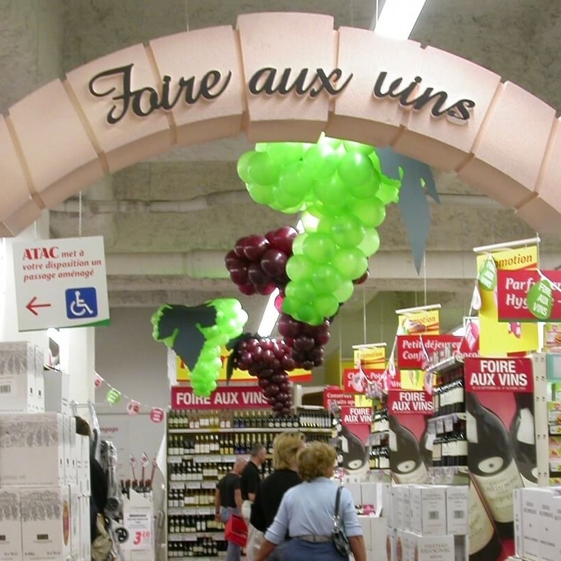 decoration ballons evenement promotionnel foire aux vins magasin grande surface